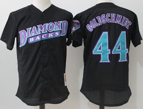 Mitchell And Ness Diamondbacks #44 Paul Goldschmidt Black Throwback Stitched MLB Jersey - Click Image to Close